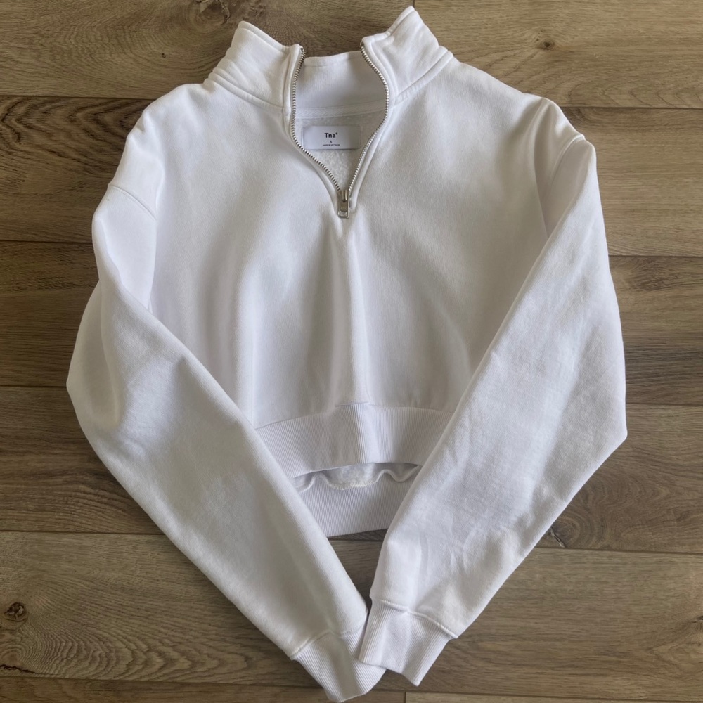 White TNA partial zip sweatshirt 1/4 zip